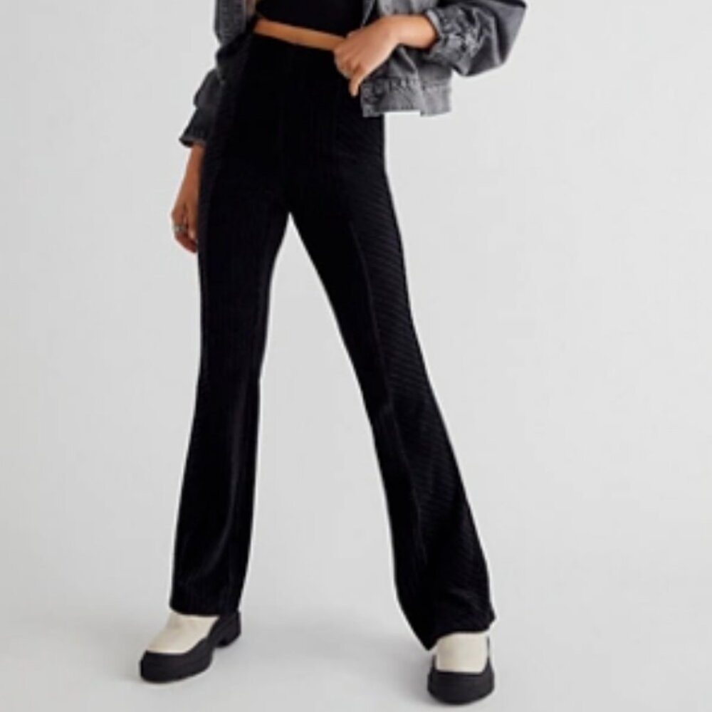 Free People Slim Pull-on Velvet Flare Pants-  S